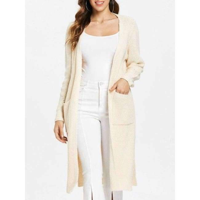 Planet Gates Black cardigan / M Long Cardigan Side Slit Duster Knit Cardigan Sweater Women Clothing Long Sleeves Female Cardigans 2018 Autumn Cardigan