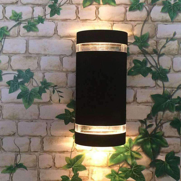 Planet Gates Warm White / Dark Grey 8W Semi-Cylinder Up/Down Indoor/Outdoor Exterior Garden Wall Light Sconce Lamp Fixture Kit  Waterproof