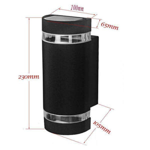 Planet Gates Warm White / Dark Grey 8W Semi-Cylinder Up/Down Indoor/Outdoor Exterior Garden Wall Light Sconce Lamp Fixture Kit  Waterproof