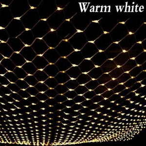Planet Gates Warm White / EU Plug 220V / 1.5mX1.5m 96LEDs LED Net Mesh String Light 1.5x1.5M 2x2M 3x2M 6x4M TV Backgroun Decorate Garden Fairy Light Christmas Wedding Party Holiday Light