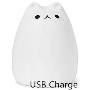 Planet Gates teplé bílé silikonové dotykové senzorové USB LED noční světlo pro děti miminka 7 barev kočka měkká kreslená LED noční lampa pro děti odbourávání stresu