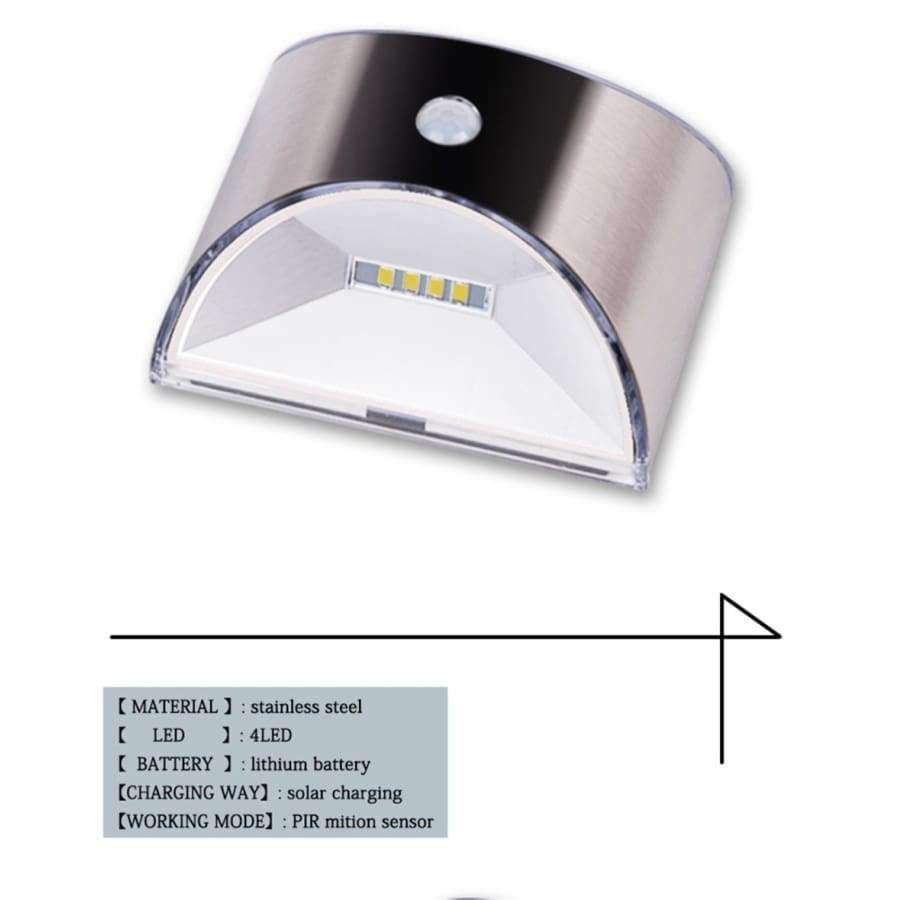 Planet Gates Ciepła biała lampa solarna z 4 diodami LED Lampa zewnętrzna do ogrodu, patio, ścieżki, ogrodzenia, schodów, ze stali nierdzewnej z czujnikiem ruchu, 2 szt. CE