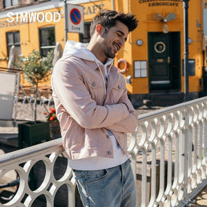 Planet Gates warm yellow / S Denim Jacket Men Fashion 100% Cotton Trucker Jackets Slim Fit Embroidery Chest Pocket 4 Colors