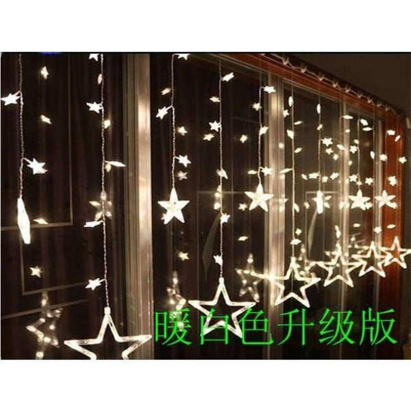 Planet Gates WarmWhite 48star LAIMAIK AC110V or 220V Holiday Lighting LED Fairy Star Curtain String luminarias Garland Decoration Christmas Wedding Light 2M