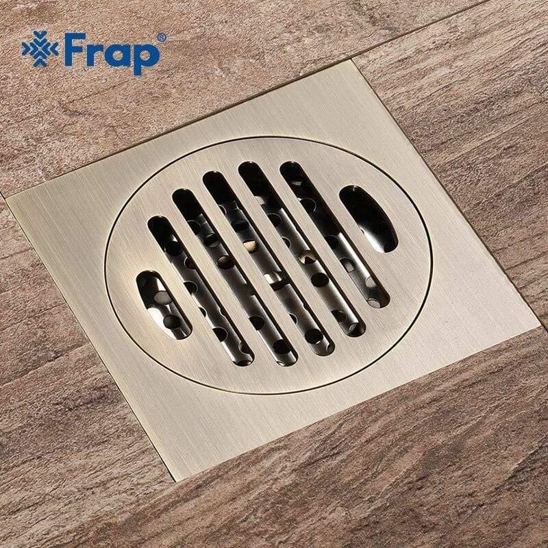 Planet Gates Waste Antique Floor Drain 10cm Square Shower Brass Floor Drain Stripe Linear With Hair Strainer Shower Accessories Y38074 (Y38074)