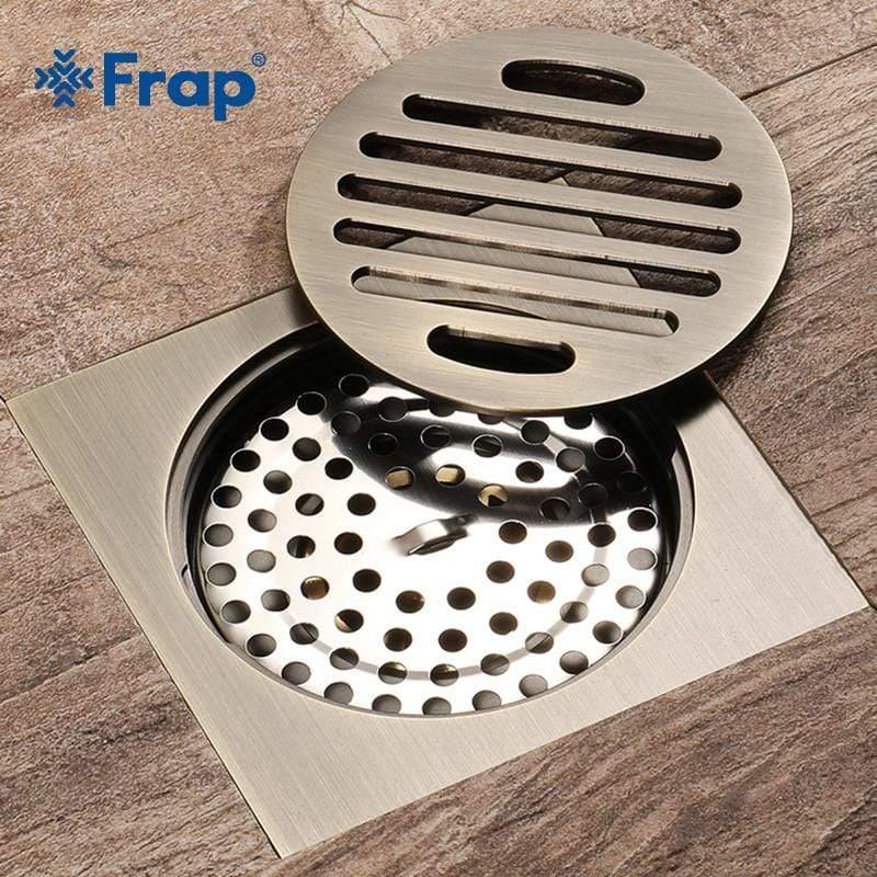 Planet Gates Waste Antique Floor Drain 10cm Square Shower Brass Floor Drain Stripe Linear With Hair Strainer Shower Accessories Y38074 (Y38074)