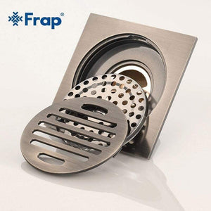 Planet Gates Waste Antique Floor Drain 10cm Square Shower Brass Floor Drain Stripe Linear With Hair Strainer Shower Accessories Y38074 (Y38074)