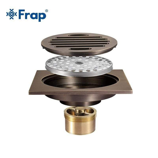 Planet Gates Waste Antique Floor Drain 10cm Square Shower Brass Floor Drain Stripe Linear With Hair Strainer Shower Accessories Y38074 (Y38074)