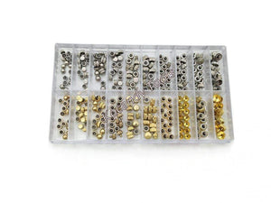 Planet Gates Watch Crown Parts Replacement Assorted Gold & Silver Dome Flat Head Watch Accessories Repair Tool Kit for Watchmaker
