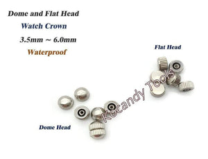 Planet Gates Watch Crown Parts Replacement Assorted Gold & Silver Dome Flat Head Watch Accessories Repair Tool Kit for Watchmaker