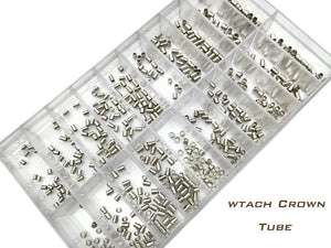 Planet Gates Watch Crown Parts Replacement Assorted Gold & Silver Dome Flat Head Watch Accessories Repair Tool Kit for Watchmaker