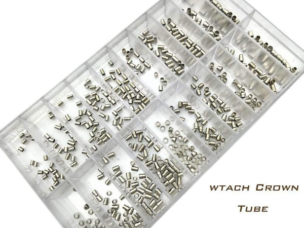 Planet Gates Watch Crown Parts Replacement Assorted Gold & Silver Dome Flat Head Watch Accessories Repair Tool Kit for Watchmaker