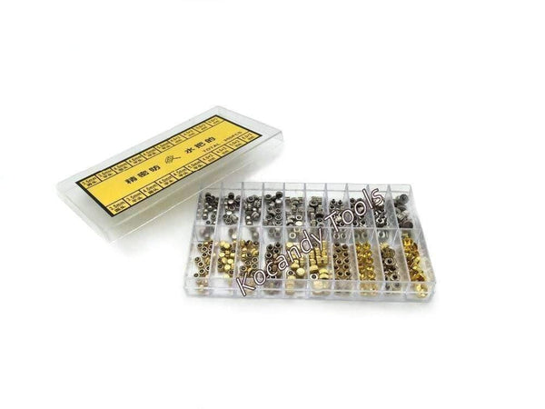 Planet Gates Watch Crown Parts Replacement Assorted Gold & Silver Dome Flat Head Watch Accessories Repair Tool Kit for Watchmaker