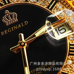 Planet Gates Watch Golden Blue Quartz Watch Dress Party 50m Water Resistant Man Woman Lovers Wristwatches