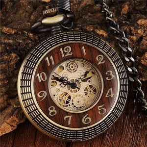 Planet Gates Watch Mechanical Pocket Watch Men Unique Hollow Steampunk Bronze Mechanical Clock Watches Chain