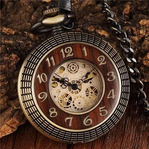 Planet Gates Watch Mechanical Pocket Watch Men Unique Hollow Steampunk Bronze Mechanical Clock Watches Chain
