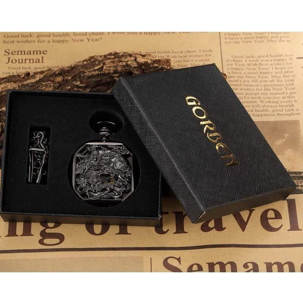 Planet Gates watch no box Chinese Mascot Lion Hand Wind Mechanical Pocket Watch Men Retro Skeleton Fob Chain Watch Steampunk Clock Gift Box