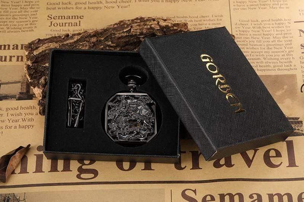 Planet Gates watch no box Chinese Mascot Lion Hand Wind Mechanical Pocket Watch Men Retro Skeleton Fob Chain Watch Steampunk Clock Gift Box