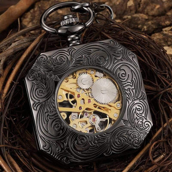 Planet Gates watch no box Chinese Mascot Lion Hand Wind Mechanical Pocket Watch Men Retro Skeleton Fob Chain Watch Steampunk Clock Gift Box