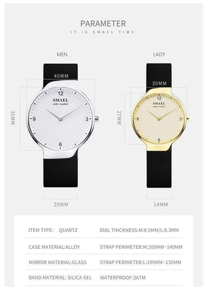 Planet Gates WATCH Set 1835 simple couple flexible waterproof wristwatches lovers set silver Relógio de casal top gift