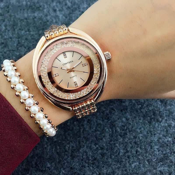 Planet Gates Watch Women Watches Rose Gold Bracelet Women's Watches Rhinestone Ladies Watch Clock reloj mujer montre femme
