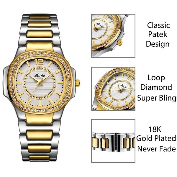 Planet Gates Watches For Women Stainless Steel Gold Female Watch Diamond Wristwatch Patek Wrist Watch