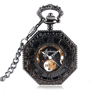 Planet Gates Watches Octagon Shape Mechanical Pocket Watch Retro Half Hunter Hand Winding Fob Hour Relogio De Bolso
