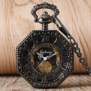 Planet Gates Watches Octagon Shape Mechanical Pocket Watch Retro Half Hunter Hand Winding Fob Hour Relogio De Bolso