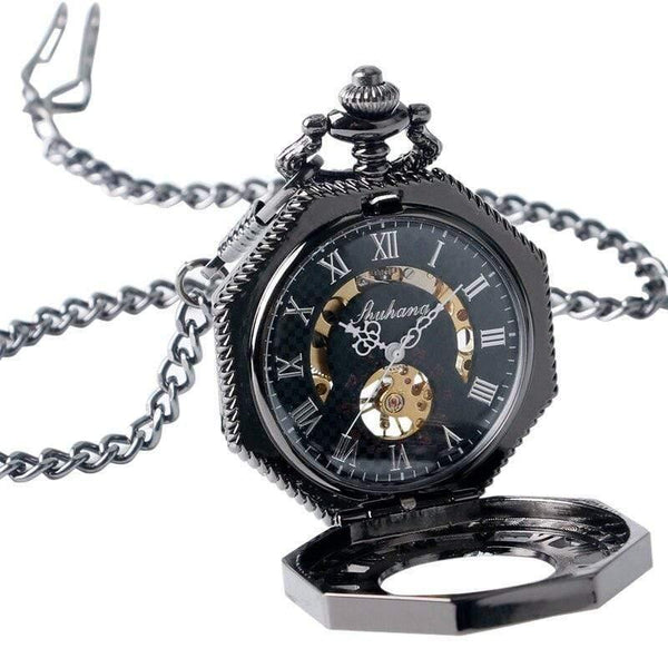 Planet Gates Watches Octagon Shape Mechanical Pocket Watch Retro Half Hunter Hand Winding Fob Hour Relogio De Bolso