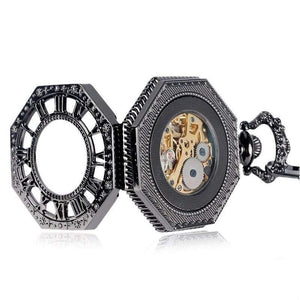 Planet Gates Watches Octagon Shape Mechanical Pocket Watch Retro Half Hunter Hand Winding Fob Hour Relogio De Bolso
