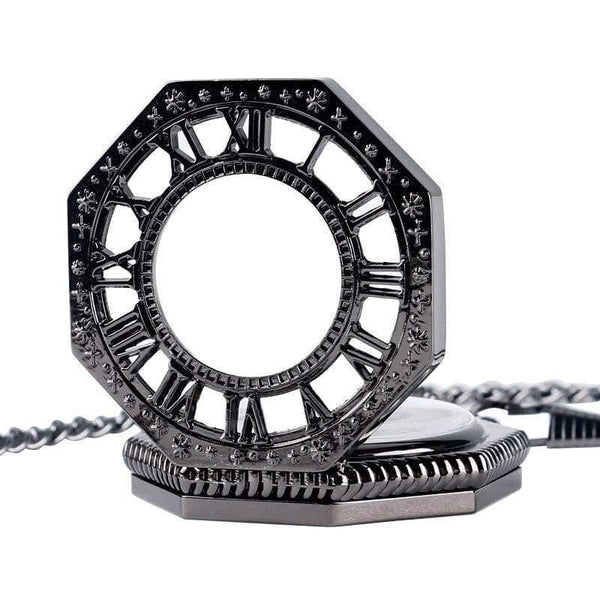 Planet Gates Watches Octagon Shape Mechanical Pocket Watch Retro Half Hunter Hand Winding Fob Hour Relogio De Bolso