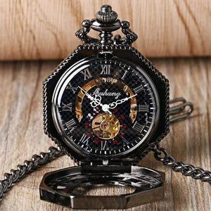 Planet Gates Watches Octagon Shape Mechanical Pocket Watch Retro Half Hunter Hand Winding Fob Hour Relogio De Bolso