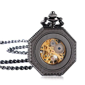 Planet Gates Watches Octagon Shape Mechanical Pocket Watch Retro Half Hunter Hand Winding Fob Hour Relogio De Bolso