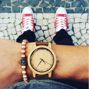 Planet Gates Watches Women Relogio Feminino Bamboo Wood Men Watch Leather Band Handmade Quartz Wristwatch erkek kol saati