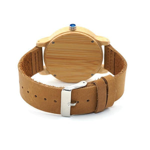 Planet Gates Watches Women Relogio Feminino Bamboo Wood Men Watch Leather Band Handmade Quartz Wristwatch erkek kol saati
