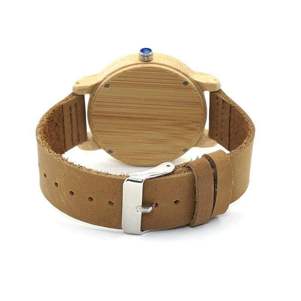 Planet Gates Watches Women Relogio Feminino Bamboo Wood Men Watch Leather Band Handmade Quartz Wristwatch erkek kol saati