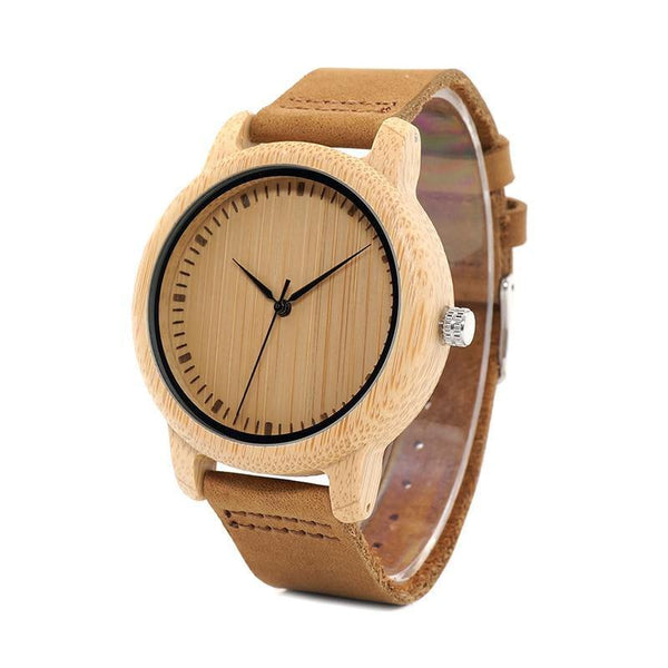 Planet Gates Watches Women Relogio Feminino Bamboo Wood Men Watch Leather Band Handmade Quartz Wristwatch erkek kol saati