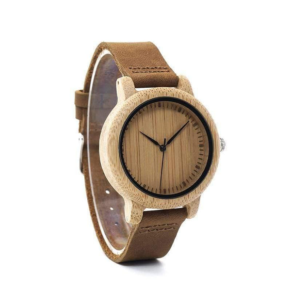 Planet Gates Watches Women Relogio Feminino Bamboo Wood Men Watch Leather Band Handmade Quartz Wristwatch erkek kol saati