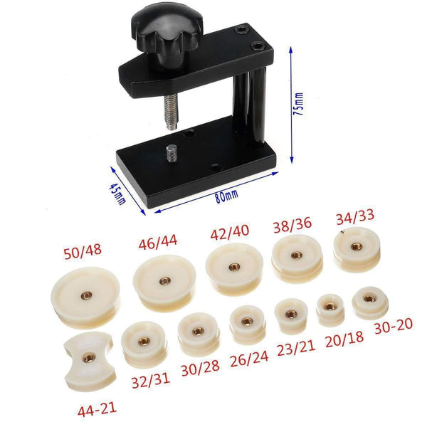 Planet Gates Watchmaker Tool Watch Press Set+12pcs Plastic Caps Back Case Closer Fits 20-50mm more Convenient Labor-saving Durable