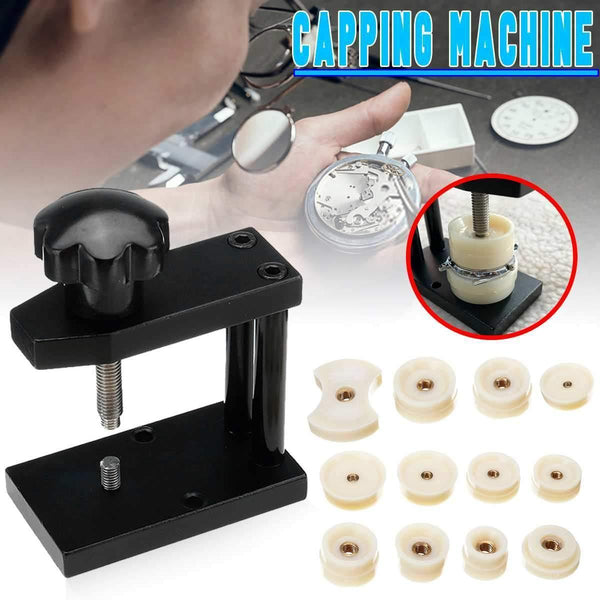 Planet Gates Watchmaker Tool Watch Press Set+12pcs Plastic Caps Back Case Closer Fits 20-50mm more Convenient Labor-saving Durable