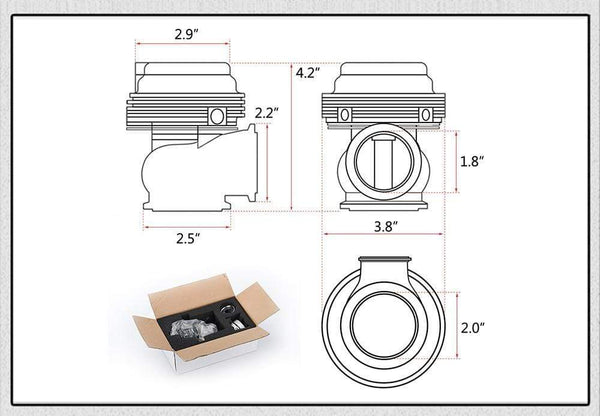 Planet Gates Water cooler 44mm Wastegate external turbo red/black With Flange/Hardware MV-R Water-cooled HT5834