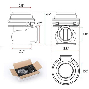 Planet Gates Water Cooler 44mm Wastegate External Turbo With Flange Hardware MV-R Water Cooled With Logo Red Blue Black PQY5834