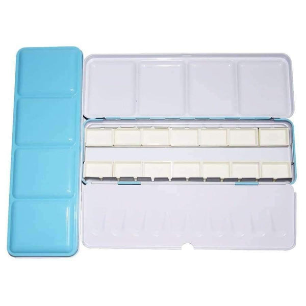 Planet Gates Watercolor Paints Palette Pigment Palett Blue Tins Box with 14 Pcs Full Pans and 24 Half Pans For Art Painting Palette Supplies