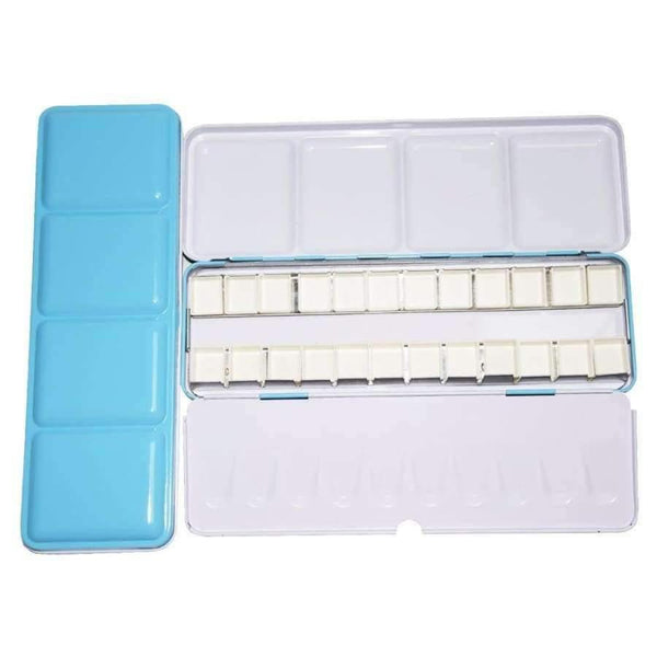 Planet Gates Watercolor Paints Palette Pigment Palett Blue Tins Box with 14 Pcs Full Pans and 24 Half Pans For Art Painting Palette Supplies
