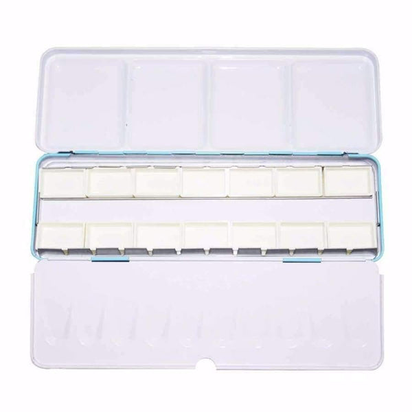 Planet Gates Watercolor Paints Palette Pigment Palett Blue Tins Box with 14 Pcs Full Pans and 24 Half Pans For Art Painting Palette Supplies
