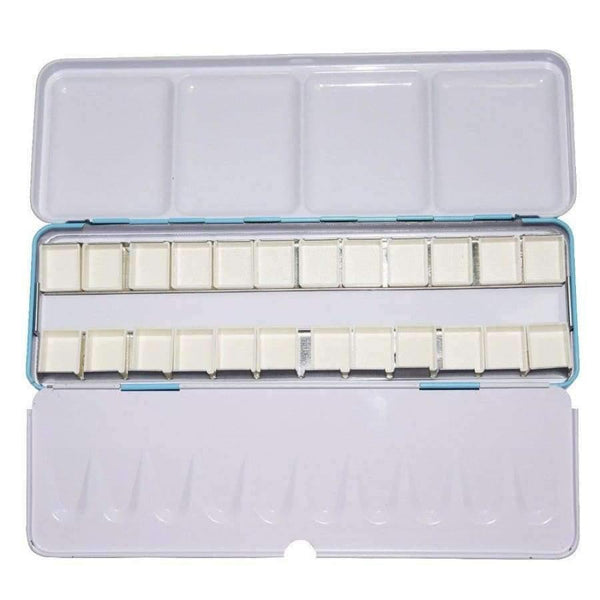 Planet Gates Watercolor Paints Palette Pigment Palett Blue Tins Box with 14 Pcs Full Pans and 24 Half Pans For Art Painting Palette Supplies
