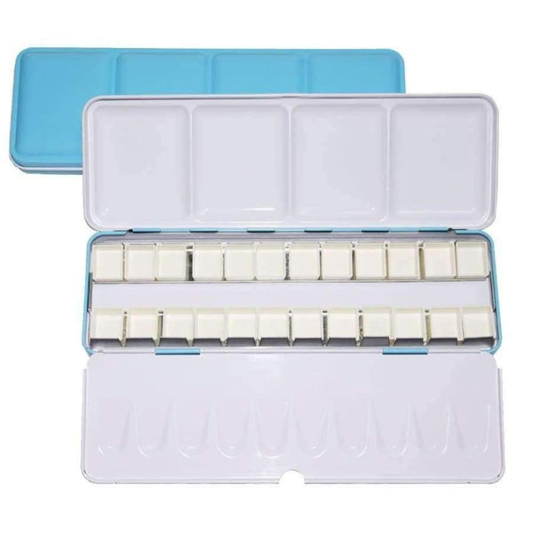 Planet Gates Watercolor Paints Palette Pigment Palett Blue Tins Box with 14 Pcs Full Pans and 24 Half Pans For Art Painting Palette Supplies