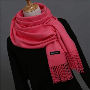 Planet Gates Watermelon Red / China Women scarf soild winter cashmere scarves for ladies neck warm pashmina long shawl wraps bandana foulard female head hijab