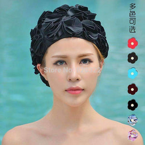 Planet Gates Watermelon red / One Size Design 36 Lily Flowers Women Swimming Cap Coloful Sports Swim Pool Beautiful Hat Free Size Women Elastictry Cap