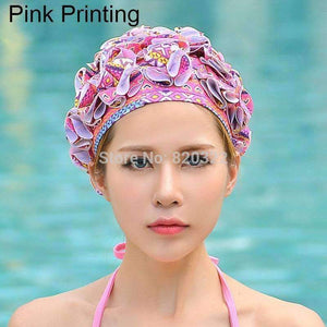 Planet Gates Watermelon red / One Size Design 36 Lily Flowers Women Swimming Cap Coloful Sports Swim Pool Beautiful Hat Free Size Women Elastictry Cap